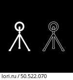 Led ring lamp on tripod with smartphone for phone studio photo light podcast concept equipment for streaming video set icon white color vector illustration image simple solid fill outline contour line thin flat style. Led ring lamp on tripod with smartphone for phone studio photo light podcast concept equipment for streaming video set icon white color vector illustration image solid fill outline contour line thin flat style. Стоковая иллюстрация, агентство Ingram Publishing / Фотобанк Лори