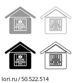 Prisoner in prison building set icon grey black color vector illustration image simple solid fill outline contour line thin flat style. Prisoner in prison building set icon grey black color vector illustration image solid fill outline contour line thin flat style. Стоковая иллюстрация, агентство Ingram Publishing / Фотобанк Лори