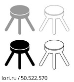 Stool with three legs furniture legged household concept set icon grey black color vector illustration image simple solid fill outline contour line thin flat style. Stool with three legs furniture legged household concept set icon grey black color vector illustration image solid fill outline contour line thin flat style. Стоковая иллюстрация, агентство Ingram Publishing / Фотобанк Лори