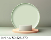 Discover a modern interior concept with our 3D white podium stand featuring a soft green circle backdrop. Showcase your products in style and captivate your audience with this stunning mockup. Стоковая иллюстрация, агентство Ingram Publishing / Фотобанк Лори