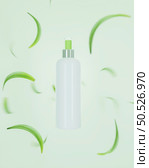 cream bottle or perfume pump placed on pastel green background, 3d style. Стоковое фото, агентство Ingram Publishing / Фотобанк Лори