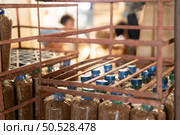 The mushroom lumps in the baskets are packed in bags ready to be filled with leavening agent and taken to the growing house. Стоковое фото, агентство Ingram Publishing / Фотобанк Лори