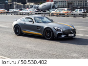 Car Mercedes Benz AMG GTs on the urban street in motion. Редакционное фото, фотограф Константин Григорьев / Фотобанк Лори