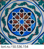 Watercolor illustration of portuguese ceramic tiles pattern. Single square tile. Стоковое фото, агентство Ingram Publishing / Фотобанк Лори
