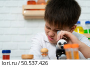 Little boy in science classroom It is the basis for the process of systematic thinking, reasoning, observation, data collection. as well as analysis for processing. Стоковое фото, агентство Ingram Publishing / Фотобанк Лори