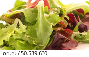 Salad mix with rucola, frisee, radicchio and lamb’s lettuce. Isolated on white background. Стоковое фото, агентство Ingram Publishing / Фотобанк Лори