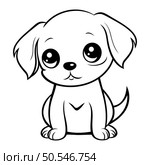 Black and White Cartoon Illustration of Cute Puppy Animal Character for Coloring Book. Стоковая иллюстрация, агентство Ingram Publishing / Фотобанк Лори
