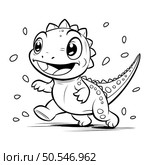Cute Dinosaur running on a white background. Vector illustration in cartoon style. Стоковая иллюстрация, агентство Ingram Publishing / Фотобанк Лори