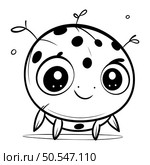 Black and white illustration of a ladybug. Cute cartoon character. Стоковая иллюстрация, агентство Ingram Publishing / Фотобанк Лори