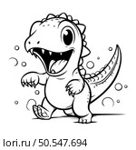 Black and White Cute Dinosaur Cartoon Mascot Character Illustration. Стоковая иллюстрация, агентство Ingram Publishing / Фотобанк Лори