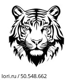Tiger head vector illustration isolated on white background. Black and white illustration. Стоковая иллюстрация, агентство Ingram Publishing / Фотобанк Лори