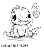 Cute baby crocodile. Vector illustration for coloring book page. Стоковая иллюстрация, агентство Ingram Publishing / Фотобанк Лори