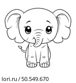 Coloring book for children. cute elephant. Black and white vector illustration. Стоковая иллюстрация, агентство Ingram Publishing / Фотобанк Лори