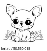 Cute Cartoon Chihuahua Vector Illustration for Coloring Book. Стоковая иллюстрация, агентство Ingram Publishing / Фотобанк Лори