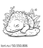 Cute cartoon stegosaurus. Vector illustration for coloring book. Стоковая иллюстрация, агентство Ingram Publishing / Фотобанк Лори