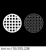 Grating grate lattice trellis net mesh BBQ grill grilling surface round shape set icon white color vector illustration image simple solid fill outline contour line thin flat style. Grating grate lattice trellis net mesh BBQ grill grilling surface round shape set icon white color vector illustration image solid fill outline contour line thin flat style. Стоковая иллюстрация, агентство Ingram Publishing / Фотобанк Лори