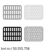 Grating grate lattice trellis net mesh BBQ grill grilling surface rectangle shape roundness set icon grey black color vector illustration image simple solid fill outline contour line thin flat style. Grating grate lattice trellis net mesh BBQ grill grilling surface rectangle shape roundness set icon grey black color vector illustration image solid fill outline contour line thin flat style. Стоковая иллюстрация, агентство Ingram Publishing / Фотобанк Лори
