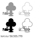 Chainsaw sawing tree woodchopper concept lumberjack arborist cutting deforestation prunes sprinking set icon grey black color vector illustration image simple solid fill outline contour line thin flat style. Chainsaw sawing board woodchopper concept lumberjack arborist cutting deforestation prunes sprinking set icon grey black color vector illustration image solid fill outline contour line thin flat style. Стоковая иллюстрация, агентство Ingram Publishing / Фотобанк Лори
