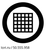 Grating grate lattice trellis net mesh BBQ grill grilling surface square shape icon in circle round black color vector illustration image solid outline style simple. Grating grate lattice trellis net mesh BBQ grill grilling surface square shape icon in circle round black color vector illustration image solid outline style. Стоковая иллюстрация, агентство Ingram Publishing / Фотобанк Лори