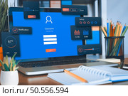 UX UI design process for modish mobile application and website . Creative prototype of wireframe for professional app developer . Стоковое фото, агентство Ingram Publishing / Фотобанк Лори