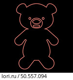 Neon toy plush bear cute doll red color vector illustration image flat style light. Neon toy plush bear cute doll red color vector illustration image flat style. Стоковая иллюстрация, агентство Ingram Publishing / Фотобанк Лори