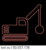 Neon sloopkraan building machine demolish wrecking ball crane truck red color vector illustration image flat style light. Neon sloopkraan building machine demolish wrecking ball crane truck red color vector illustration image flat style. Стоковая иллюстрация, агентство Ingram Publishing / Фотобанк Лори