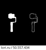 Gimbal mobile stabilizer for smartphone camera cell phone steady cam set icon white color vector illustration image simple solid fill outline contour line thin flat style. Gimbal mobile stabilizer for smartphone camera cell phone steady cam set icon white color vector illustration image solid fill outline contour line thin flat style. Стоковая иллюстрация, агентство Ingram Publishing / Фотобанк Лори
