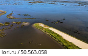 Aerial View of Ribeira das Teixugueiras near the Aveiro Lagoon at Pardilho, Aveiro, Portugal. Стоковое фото, агентство Ingram Publishing / Фотобанк Лори