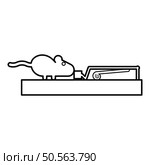 Mouse wants to eat piece of cheese from mousetrap silhouette rodent contour outline line icon black color vector illustration image thin flat style simple. Mouse wants to eat piece of cheese from mousetrap silhouette rodent contour outline line icon black color vector illustration image thin flat style. Стоковая иллюстрация, агентство Ingram Publishing / Фотобанк Лори