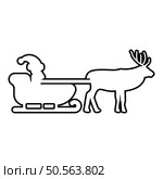 Santa Claus in a reindeer wagon chariot with sled contour outline line icon black color vector illustration image thin flat style simple. Santa Claus in a reindeer wagon chariot with sled contour outline line icon black color vector illustration image thin flat style. Стоковая иллюстрация, агентство Ingram Publishing / Фотобанк Лори