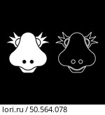 Head of cute female dinosaur character set icon white color vector illustration image simple solid fill outline contour line thin flat style. Head of cute female dinosaur baby character set icon white color vector illustration image solid fill outline contour line thin flat style. Стоковая иллюстрация, агентство Ingram Publishing / Фотобанк Лори
