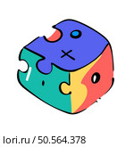 A colorful puzzle piece with a quirky. hand drawn style. Perfect for playful branding. educational materials. or designs focused on teamwork and problem solving. Стоковая иллюстрация, агентство Ingram Publishing / Фотобанк Лори