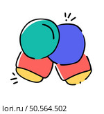 A playful. cartoon illustration of three colorful. overlapping circles with bold outlines. The circles are arranged in a visually appealing cluster. perfect for adding a touch of whimsy to designs. Стоковая иллюстрация, агентство Ingram Publishing / Фотобанк Лори