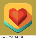 A stylized. flat design heart icon with a layered. 3D effect. set against a vibrant. contrasting background. Perfect for adding a touch of warmth and personality to websites. apps. and social media. Стоковая иллюстрация, агентство Ingram Publishing / Фотобанк Лори