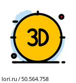 A stylized icon featuring the number 3D in a bold. black font. enclosed within a yellow circle with a black outline. Стоковая иллюстрация, агентство Ingram Publishing / Фотобанк Лори