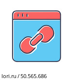 A simple. colorful icon depicting a link symbol inside a browser window. Perfect for representing online connectivity. website navigation. or sharing content. Стоковая иллюстрация, агентство Ingram Publishing / Фотобанк Лори