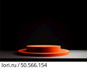 Minimal 3D orange two tiered podium sits on a white surface, isolated against a black background. Perfect for professional product displays, mockups, and modern showcase ideas. Стоковая иллюстрация, агентство Ingram Publishing / Фотобанк Лори