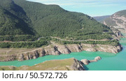 Aerial view Llosa del Cavall reservoir. Cardener. Catalonia, Spain. Стоковое видео, видеограф Яков Филимонов / Фотобанк Лори