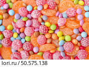 Sweet multicolor candies spreading  on background. Стоковое фото, агентство Ingram Publishing / Фотобанк Лори