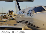 Right wing view of an executive jet. On the right wing. Стоковое фото, агентство Ingram Publishing / Фотобанк Лори