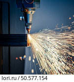 CNC Laser and gas cutting of metal, modern industrial technology. Стоковое фото, фотограф Андрей Армягов / Фотобанк Лори