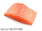 fresh salmon steak on white background. Стоковое фото, агентство Ingram Publishing / Фотобанк Лори