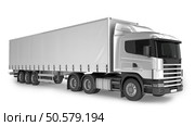 Big Cargo Truck on white background. Isolated on white. Place your creative on this blank background. Стоковое фото, агентство Ingram Publishing / Фотобанк Лори