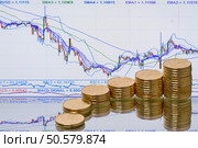 Coins on a blurred background stock ticker. Стоковое фото, агентство Ingram Publishing / Фотобанк Лори
