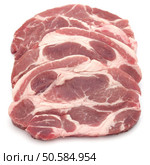 Raw pork chop meat isolated on white background cutout. Стоковое фото, агентство Ingram Publishing / Фотобанк Лори