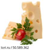 Cheese block isolated on white background cutout. Стоковое фото, агентство Ingram Publishing / Фотобанк Лори