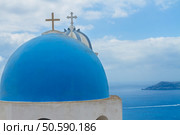 belfry and  caldera of Santorini island, Greece. Стоковое фото, агентство Ingram Publishing / Фотобанк Лори