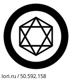 Octagedron icosahedron sacred geometry symbol icon in circle round black color vector illustration image solid outline style simple. Octagedron icosahedron sacred geometry symbol icon in circle round black color vector illustration image solid outline style. Стоковая иллюстрация, агентство Ingram Publishing / Фотобанк Лори