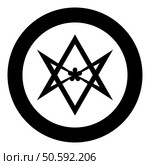 Thelema Unicursal Hexagonal symbol Unprocessing hexagram Telemma sacred geometry icon in circle round black color vector illustration image solid outline style simple. Thelema Unicursal Hexagonal symbol Unprocessing hexagram Telemma sacred geometry icon in circle round black color vector illustration image solid outline style. Стоковая иллюстрация, агентство Ingram Publishing / Фотобанк Лори