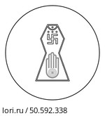 Symbol Jainism emblem Jain Prateek Chihna Hand Akhimsa Ahimsa arm religion Dharma Ahinsa Mahavir Jayanti icon in circle round black color vector illustration image outline contour line thin style simple. Symbol Jainism emblem Jain Prateek Chihna Hand Akhimsa Ahimsa arm religion Dharma Ahinsa Mahavir Jayanti icon in circle round black color vector illustration image outline contour line thin style. Стоковая иллюстрация, агентство Ingram Publishing / Фотобанк Лори
